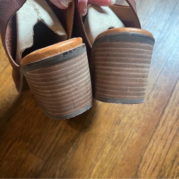 Lucky brand Rhazy stacked block heels open toe 8 leather chunky - Picture 4 of 9